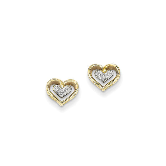 14k Yellow Gold Real Diamond Heart Post Earrings XE2320AA