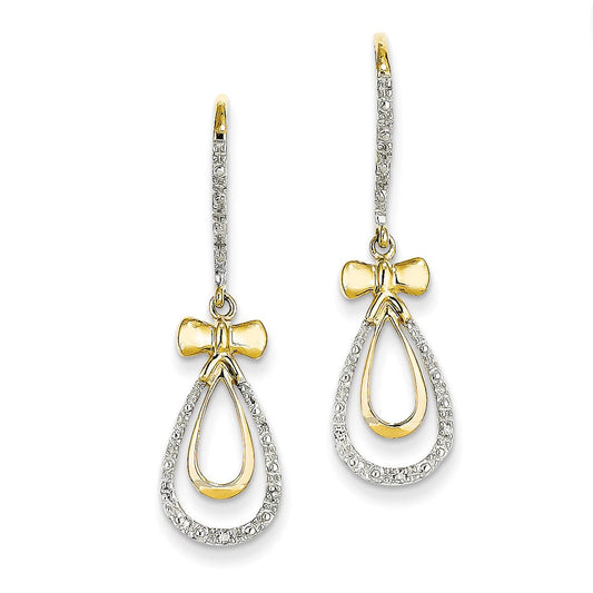 14k Yellow Gold Real Diamond Teardrop Dangle Earrings XE2330AA