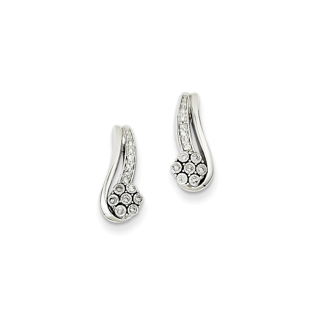 14k White Gold Real Diamond Post Earrings XE2335AA