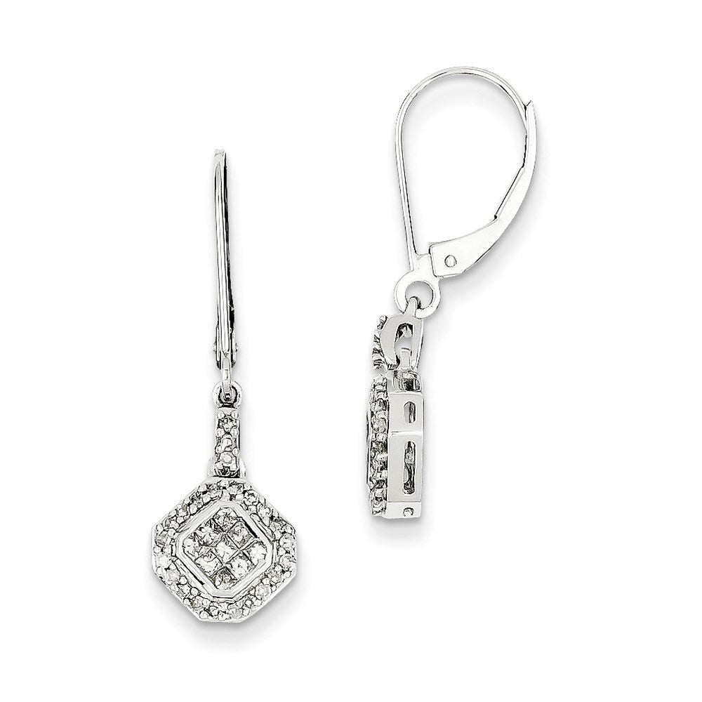 14K White Gold Real Diamond Leverback Earrings XE2341AA