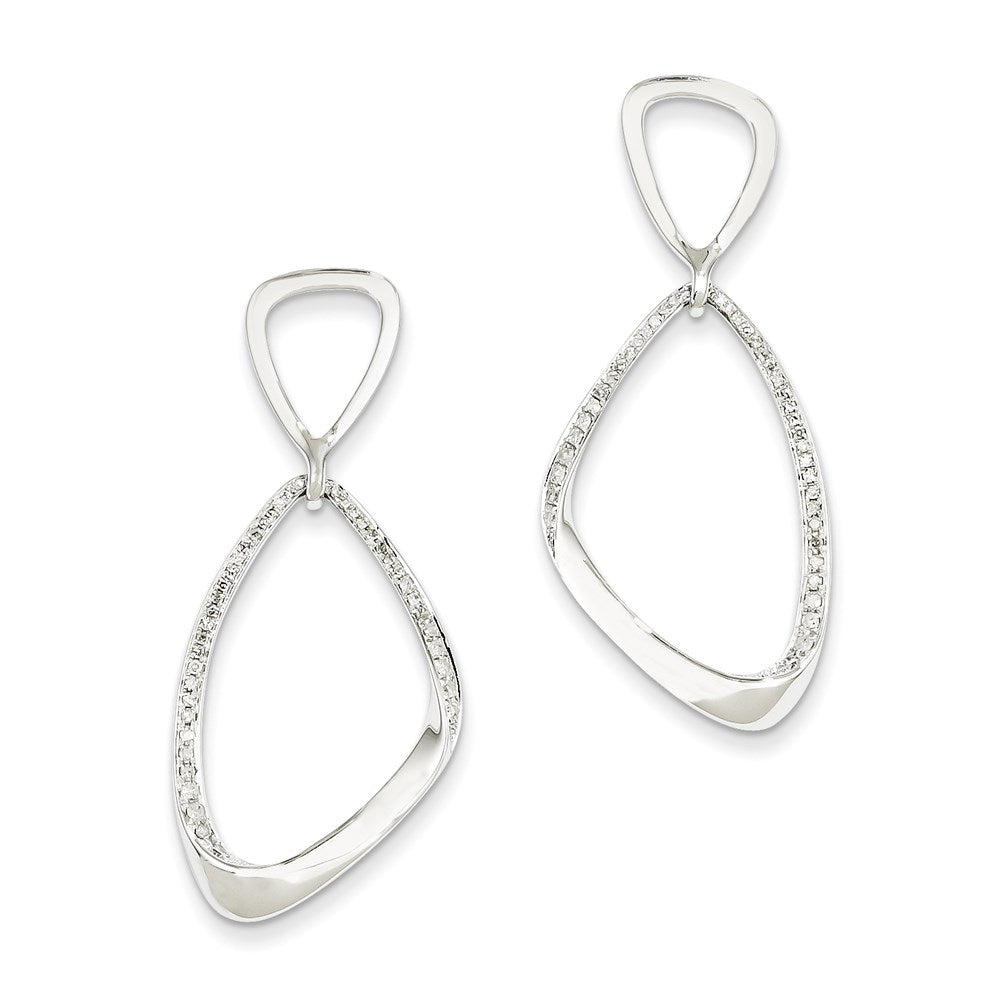 14K White Gold Real Diamond Post Dangle Earrings XE2356AA