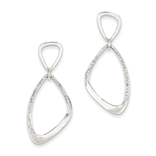 14K White Gold Real Diamond Post Dangle Earrings XE2356AA