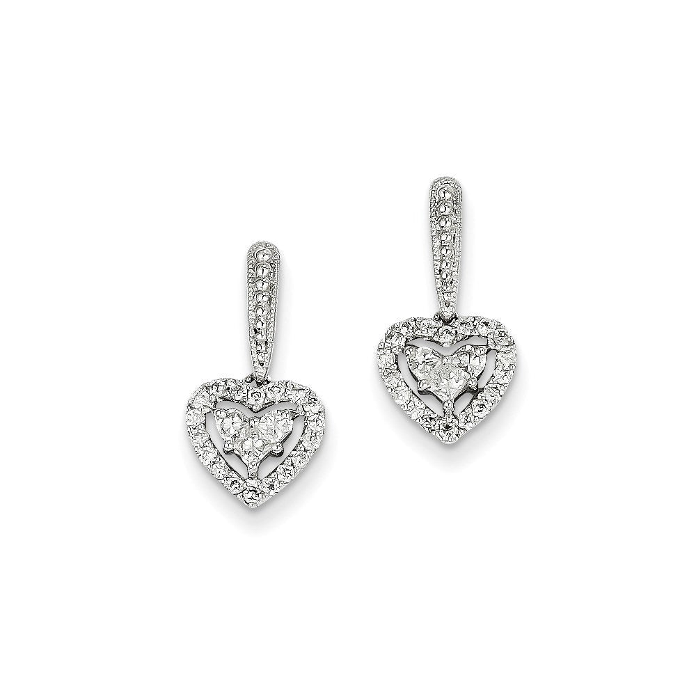 14K White Gold Real Diamond Heart Post Earrings XE2369AA