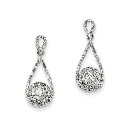 14k Yellow Gold White Gold 3/4Ct Real Diamond Post Dangle Earrings XE2376AA
