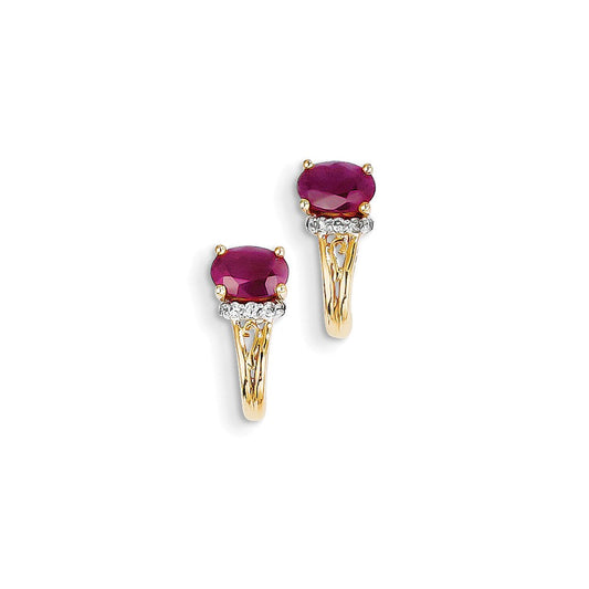 14k Yellow Gold Dia & Ruby Earrings XE2416R/AA