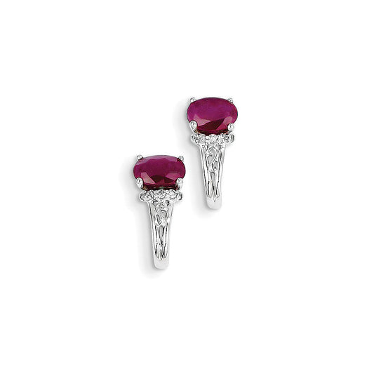 14k White Gold Real Diamond & Ruby Earrings XE2417R/AA