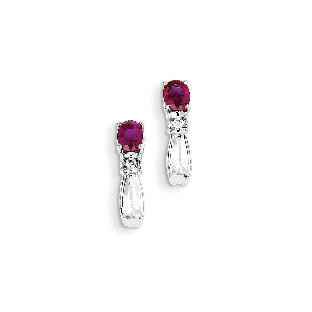14k White Gold Real Diamond & Ruby Earrings XE2422R/AA