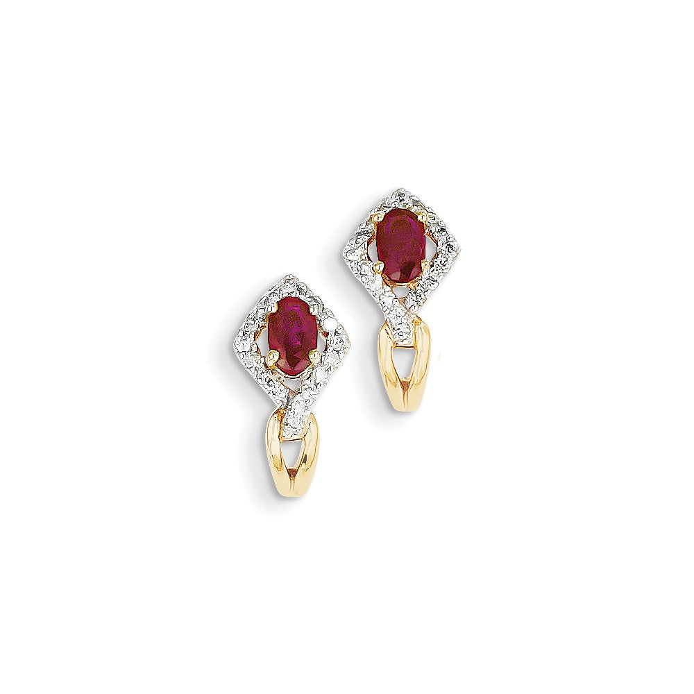 14k Yellow Gold Real Diamond & Ruby Earrings XE2423R/AA