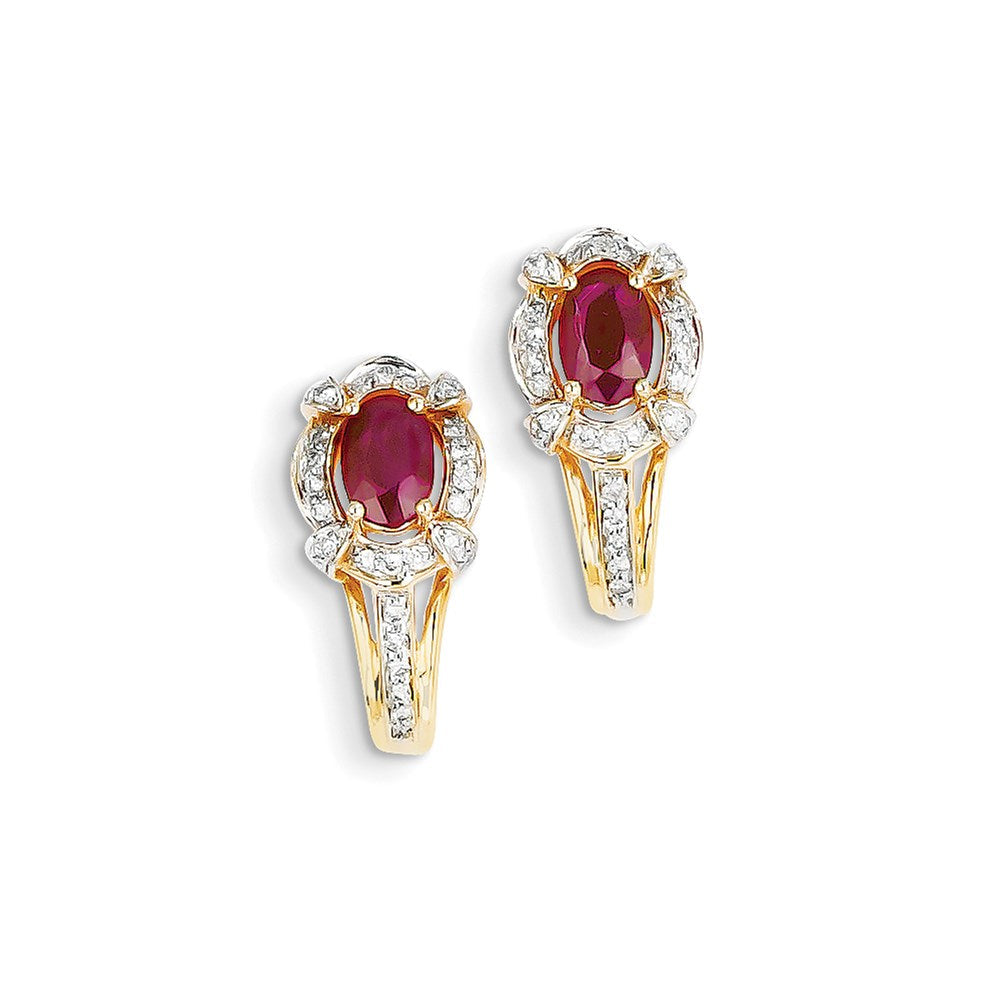 14k Yellow Gold Real Diamond & Ruby Earrings XE2427R/AA