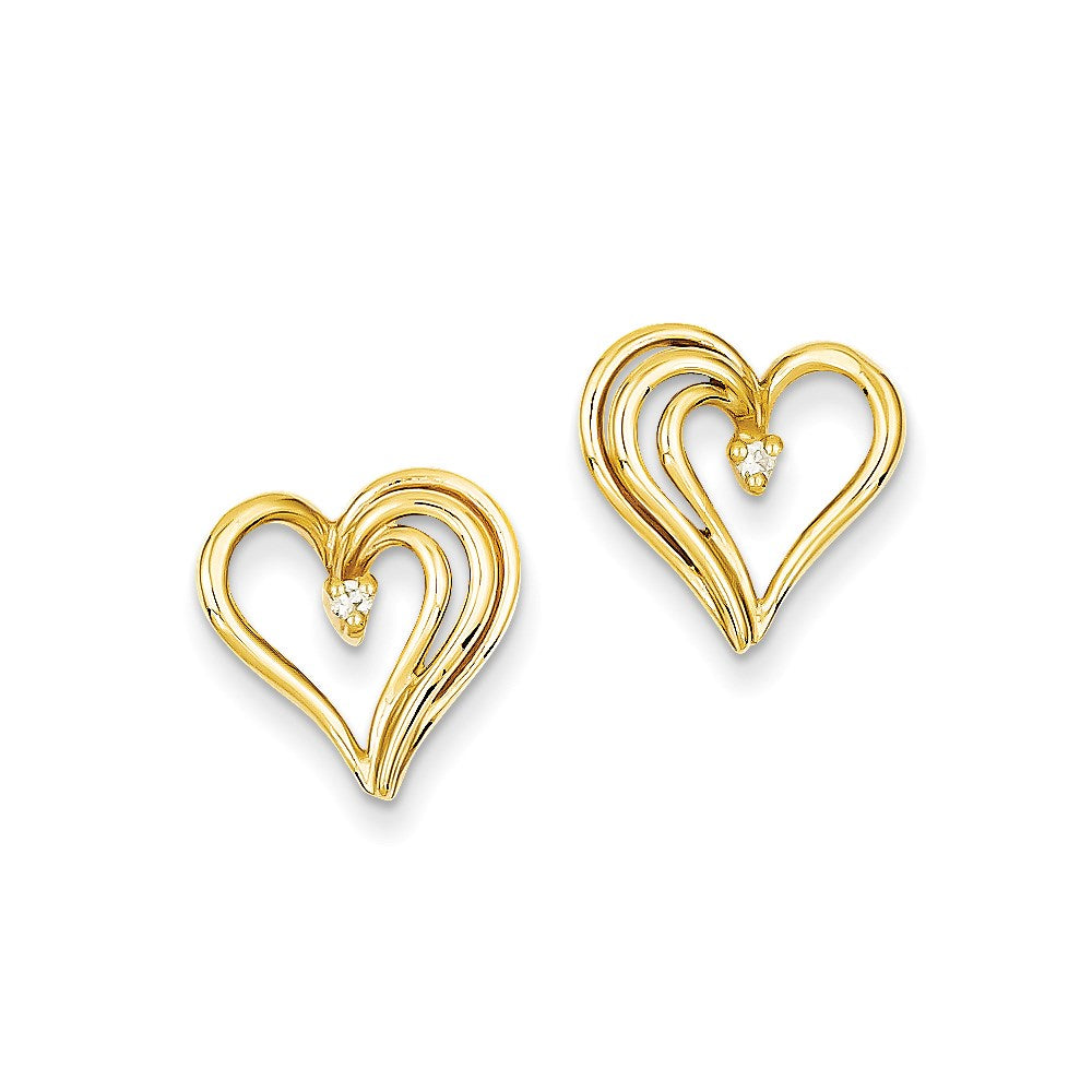 14k Yellow Gold Real Diamond heart Earrings XE242AA