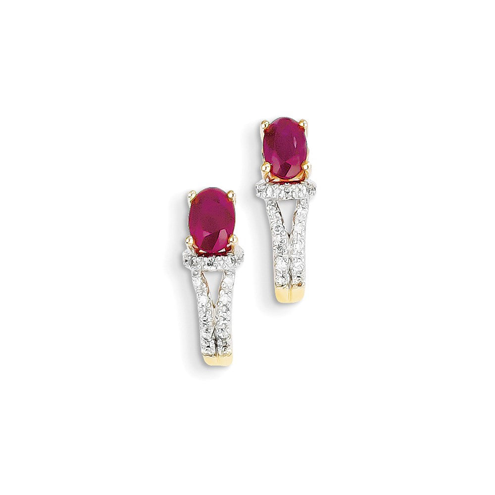14k Yellow Gold Real Diamond & Ruby Earrings XE2431R/AA