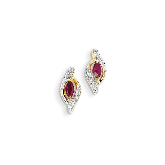 14k Yellow Gold Real Diamond & Ruby Earrings XE2433R/AA