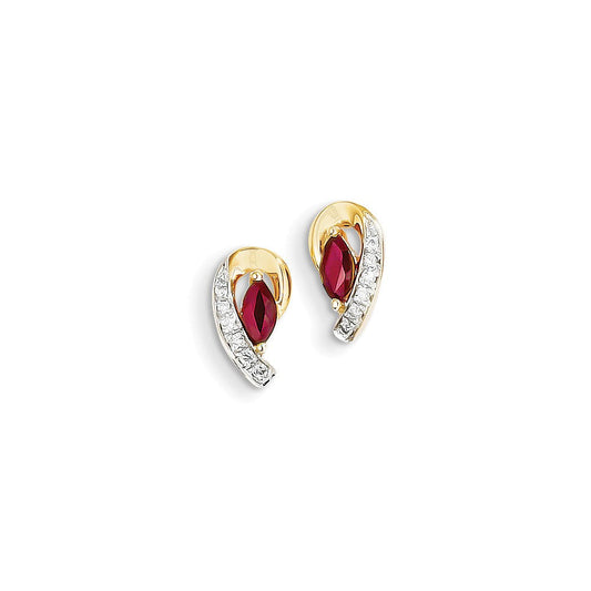 14k Yellow Gold Real Diamond & Ruby Earrings XE2435R/AA