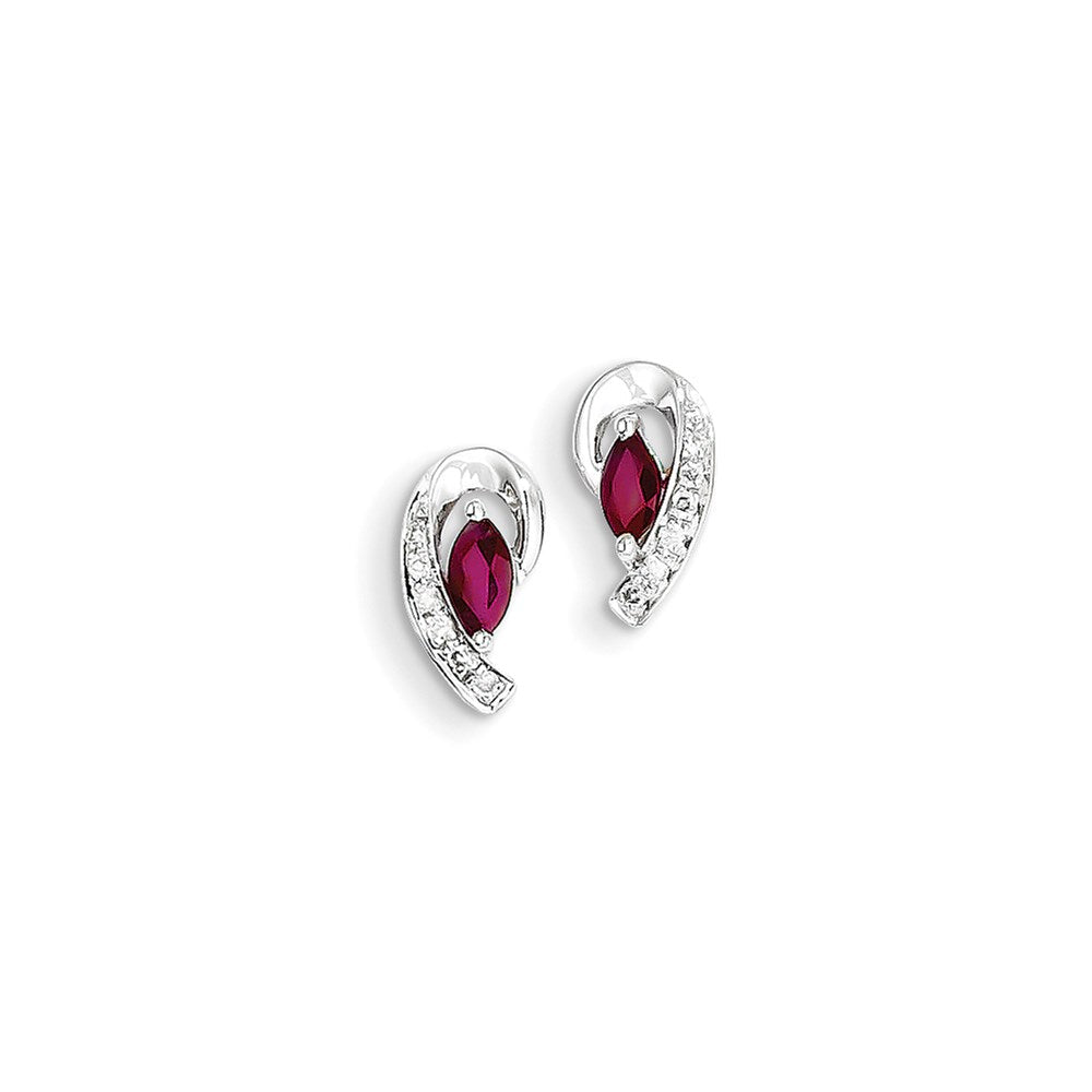 14k White Gold Real Diamond & Ruby Earrings XE2436R/AA