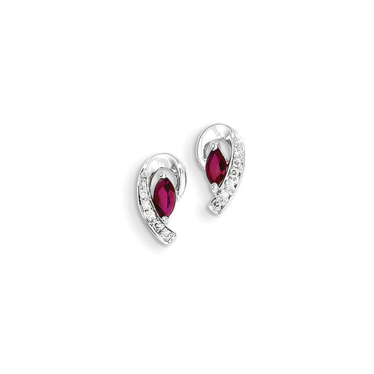 14k White Gold Real Diamond & Ruby Earrings XE2436R/AA
