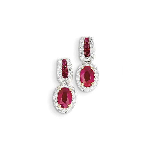 14k Yellow Gold AA Real Diamond & Ruby Earrings XE2439R/AA