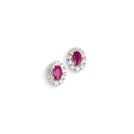 14k Yellow Gold AA Real Diamond & Ruby Earrings XE2441R/AA