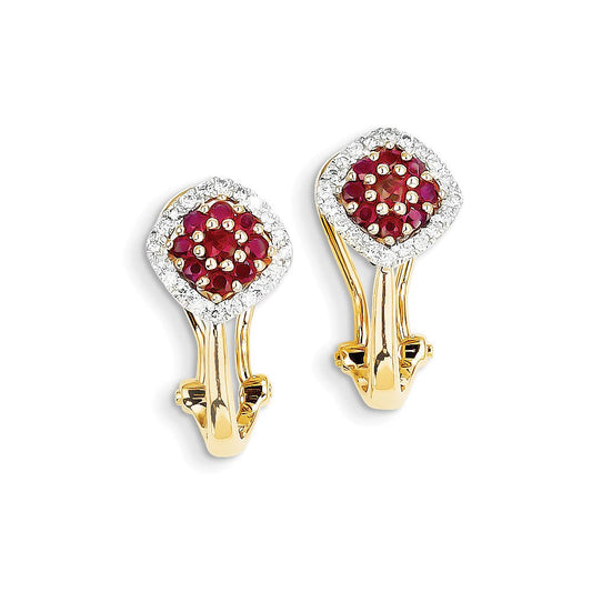 14k Yellow Gold Dia & Ruby Earrings XE2445R/AA