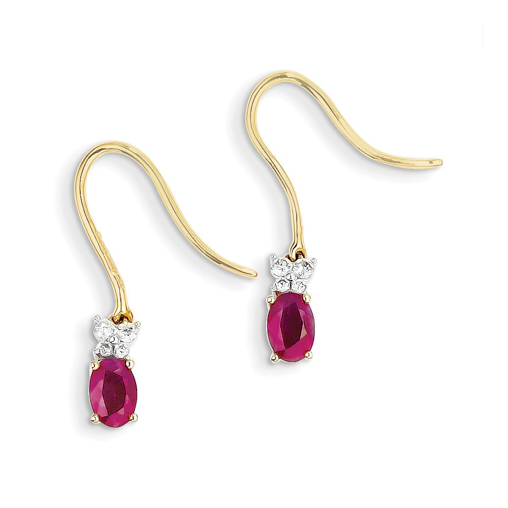14k Yellow Gold Two Tone Real Diamond & Ruby Earrings XE2449R/AA
