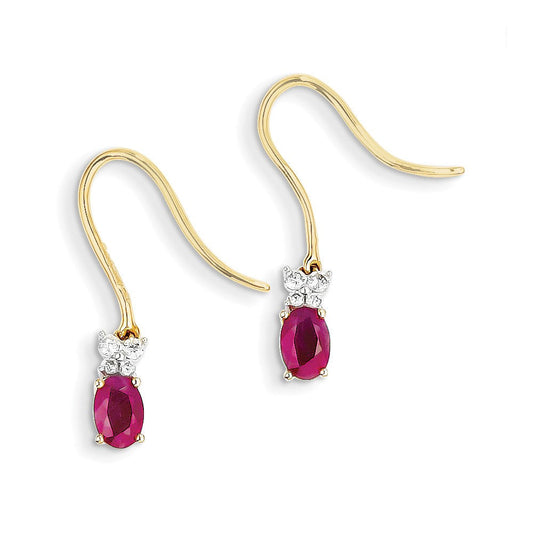 14k Yellow Gold Two Tone Real Diamond & Ruby Earrings XE2449R/AA