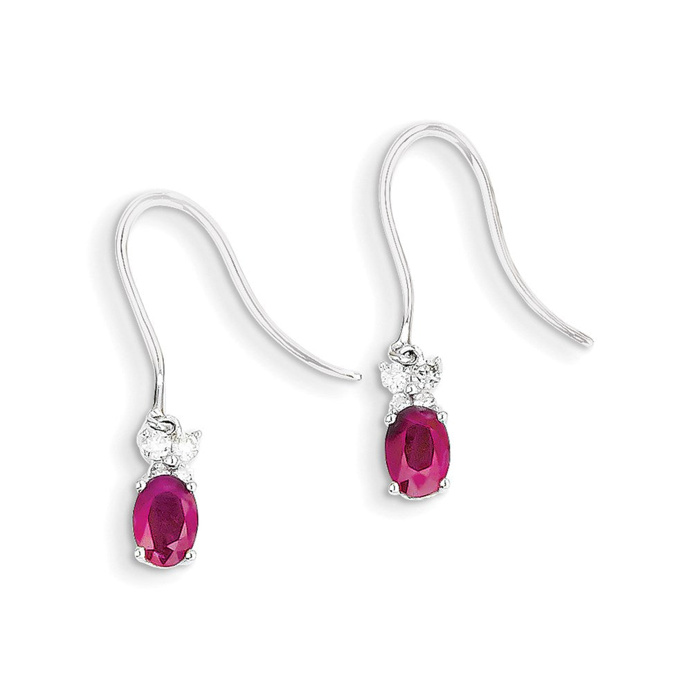 14k White Gold Real Diamond & Ruby Earrings XE2450R/AA