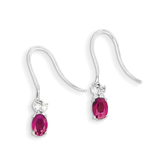14k White Gold Real Diamond & Ruby Earrings XE2450R/AA
