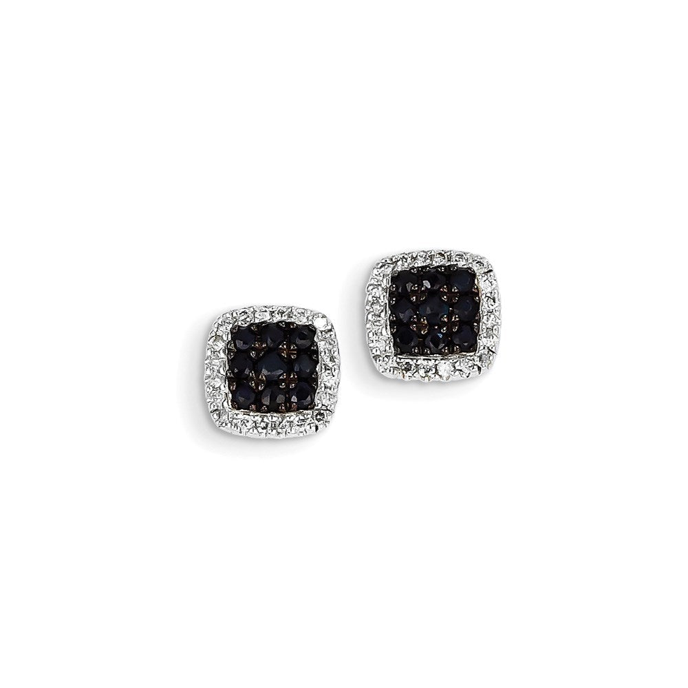 14K White Gold Real Diamond & Sapphire Post Earrings XE2459S/AA