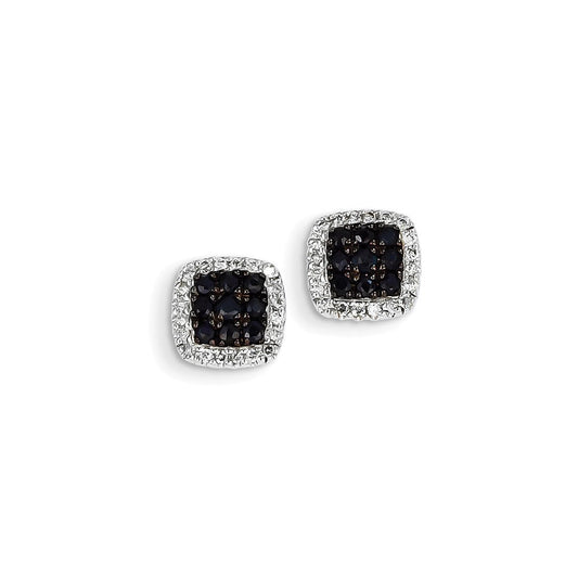 14K White Gold Real Diamond & Sapphire Post Earrings XE2459S/AA
