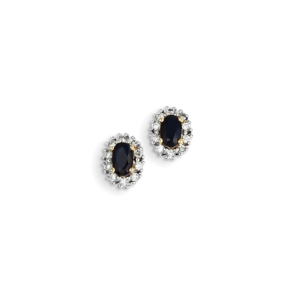 14k Yellow Gold Real Diamond & Sapphire Earrings XE2461S/AA