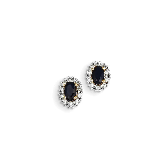 14k Yellow Gold Real Diamond & Sapphire Earrings XE2461S/AA