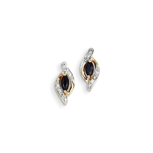 14k Yellow Gold Real Diamond & Sapphire Earrings XE2463S/AA