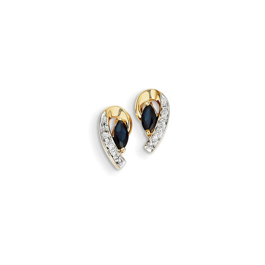 14k Yellow Gold Real Diamond & Sapphire Earrings XE2465S/AA