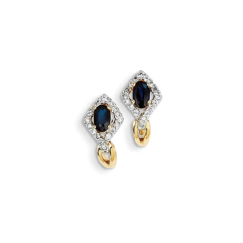 14k Yellow Gold Real Diamond & Sapphire Earrings XE2470S/AA