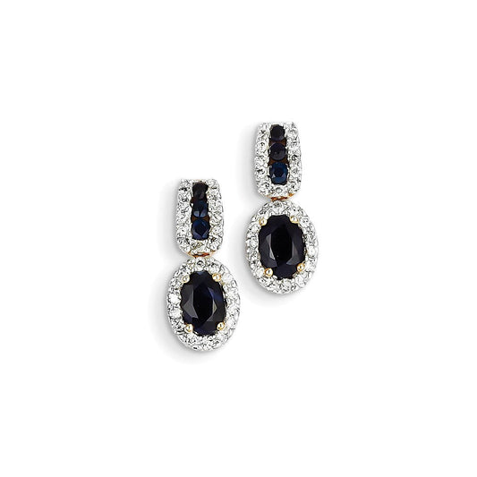 14k Yellow Gold Real Diamond & Sapphire Earrings XE2472S/AA