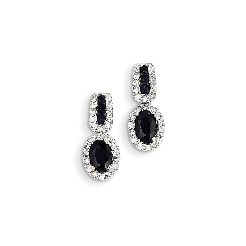 14K White Gold Real Diamond & Sapphire Post Earrings XE2473S/AA