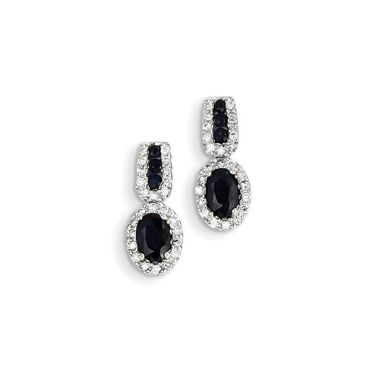 14K White Gold Real Diamond & Sapphire Post Earrings XE2473S/AA
