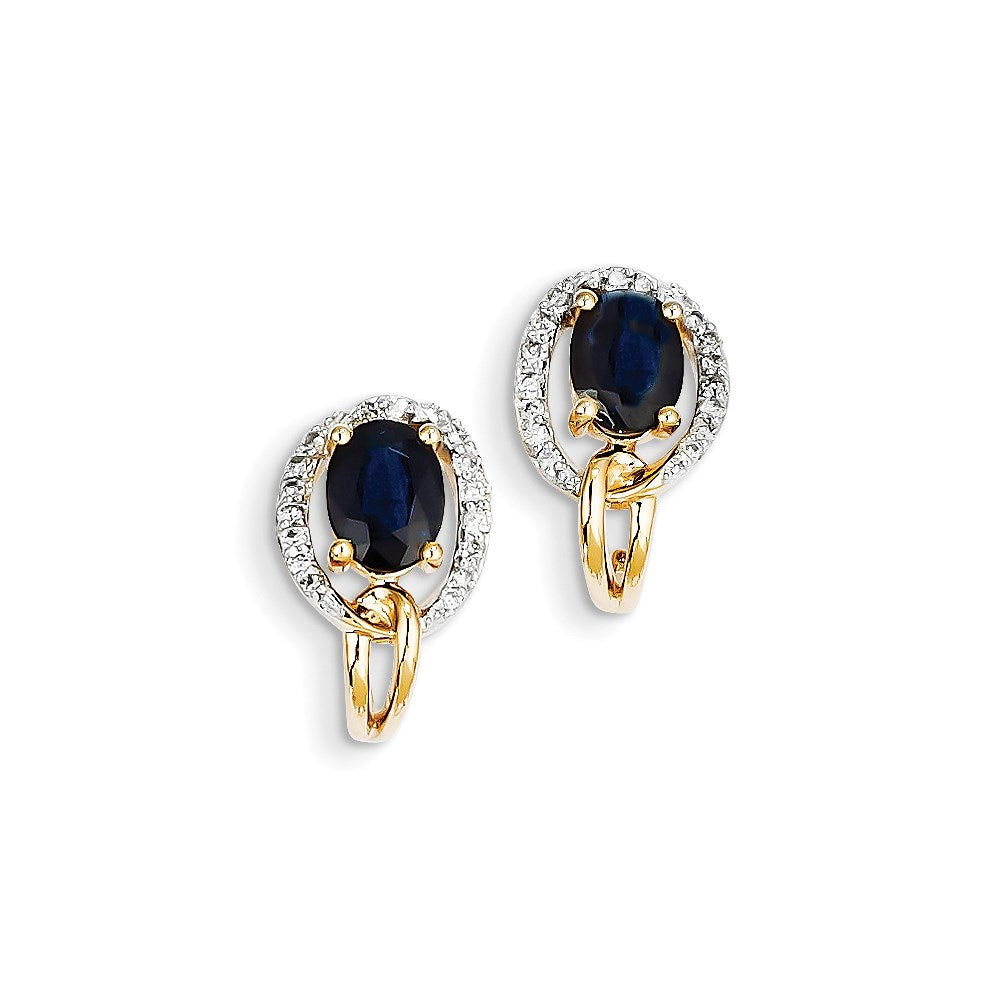 14k Yellow Gold Real Diamond & Sapphire Earrings XE2481S/AA