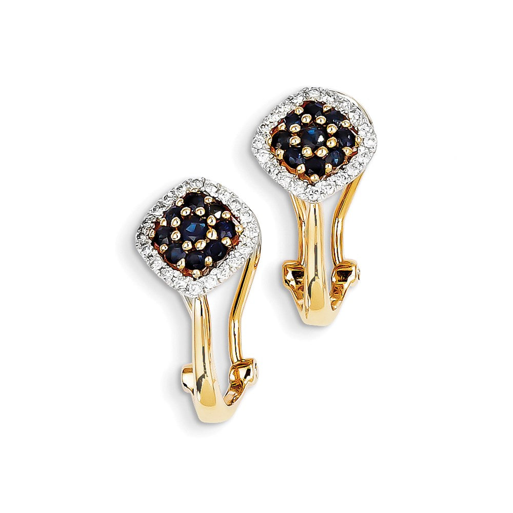 14k Yellow Gold Real Diamond & Sapphire Earrings XE2483S/AA