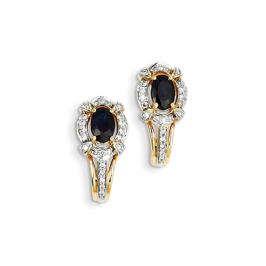 14k Yellow Gold Real Diamond & Sapphire Earrings XE2487S/AA
