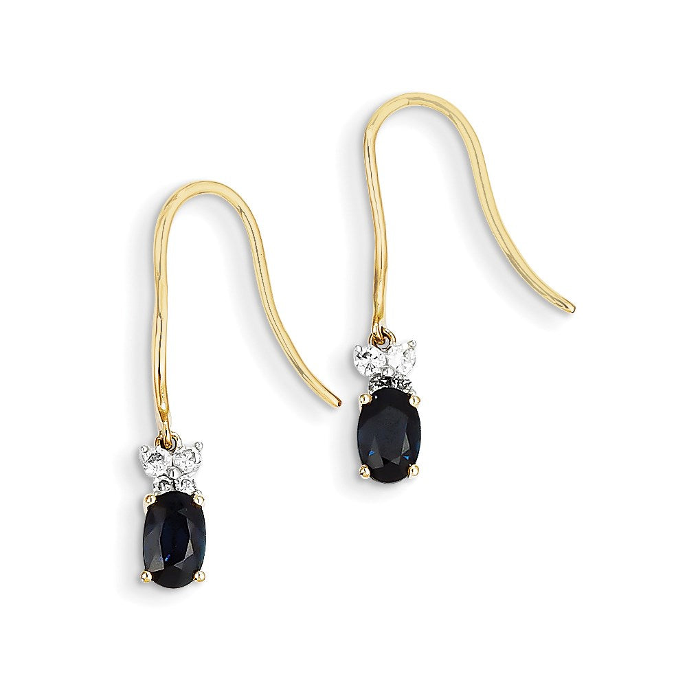 14k Yellow Gold Two Tone Real Diamond & Sapphire Earrings XE2489S/AA