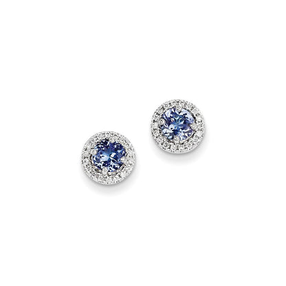 14k White Gold Tanzanite Diamond Post Earrings