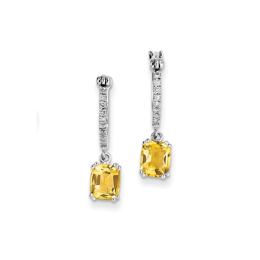 14k White Gold Real Diamond and Citrine Dangle Hoop Earrings XE2546CI/AA