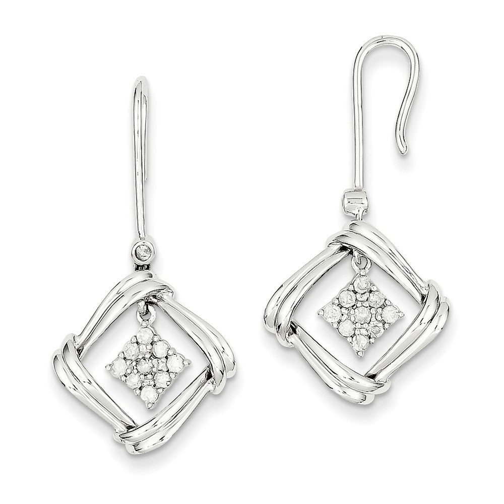 14k White Gold Real Diamond Frenchwire Earrings XE2605AA