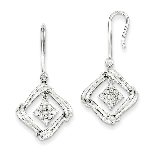 14k White Gold Real Diamond Frenchwire Earrings XE2605AA