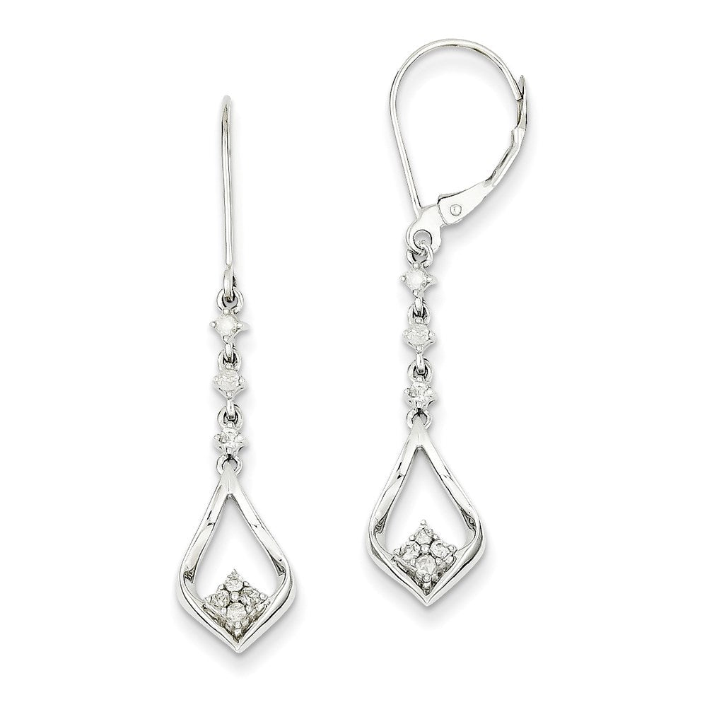 14k White Gold Real Diamond Leverback Earrings XE2606AA