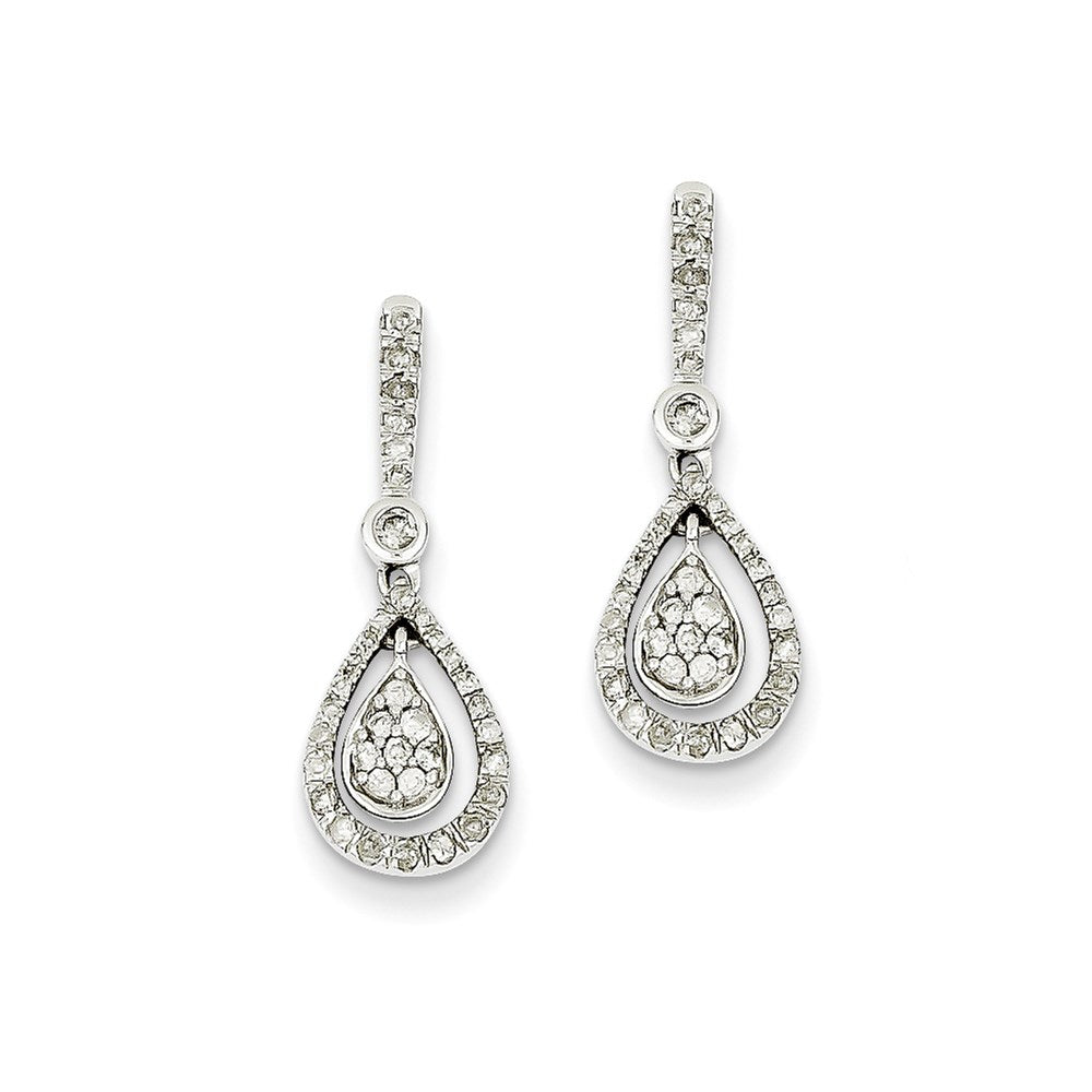 14k White Gold Real Diamond Fancy Teardrop Dangle Post Earrings XE2613AA