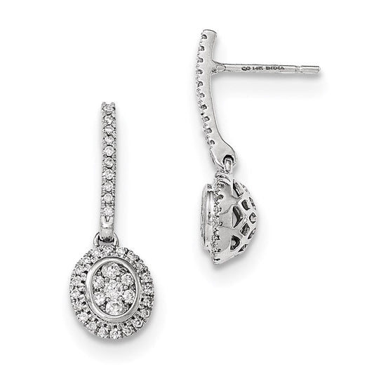 14k Yellow Gold Mystere White Gold Real Diamond Post Drop Earrings XE2615AA