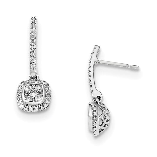14k Yellow Gold Mystere White Gold Real Diamond Post Drop Earrings XE2618AA