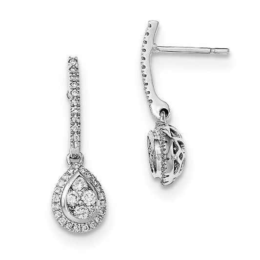 14k Yellow Gold Mystere White Gold Real Diamond Post Teardrop Earrings XE2619AA