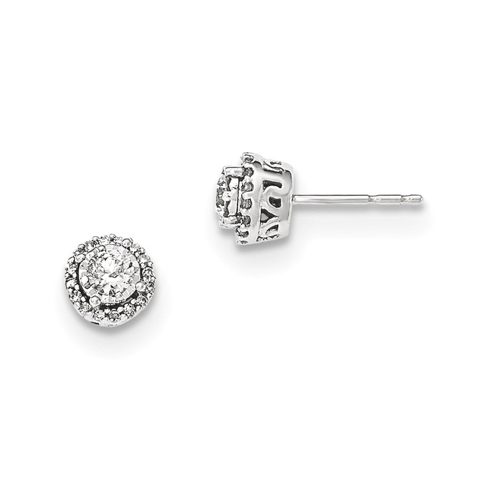 14kt White Gold Polished Round Real Diamond Post Earrings XE2621AA